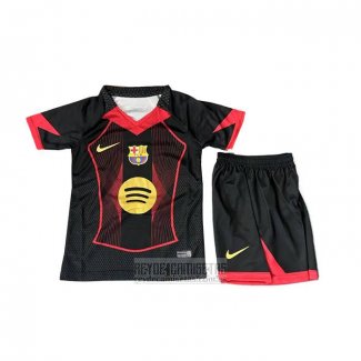 Camiseta De Futbol Barcelona Special Nino 2025-2026 Negro Rojo