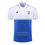 Camiseta De Futbol Polo del Juventus 2022-2023 Blanco y Azul