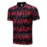 Camiseta De Futbol Polo del Manchester United 2022-2023 Negro y Rojo