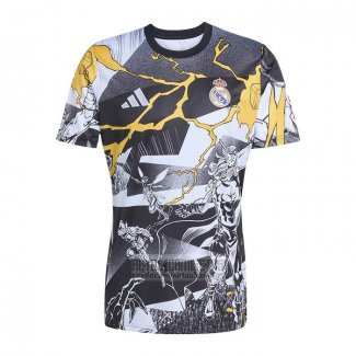 Camiseta De Futbol Pre Partido del Real Madrid 2025-2026 Negro Blanco