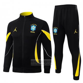 Chandal de Chaqueta del Brasil Nino 2026-2027 Negro Amarillo