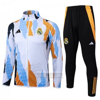 Chandal de Chaqueta del Real Madrid Nino 2024-2025 Blanco y Amarillo