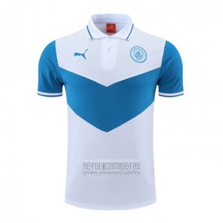 Camiseta De Futbol Polo del Manchester City 2022-2023 Azul y Blanco