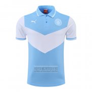 Camiseta De Futbol Polo del Manchester City 2022-2023 Azul y Blanco