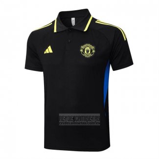 Camiseta De Futbol Polo del Manchester United 2025-2026 Negro Amarillo