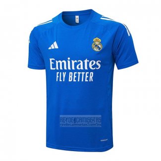 Camiseta De Futbol de Entrenamiento Real Madrid 2025-2026 Azul Blanco