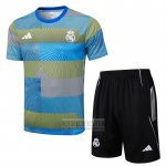 Chandal del Real Madrid Manga Corta 2025-2026 Azul Verde - Pantalon Corto