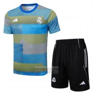 Chandal del Real Madrid Manga Corta 2025-2026 Azul Verde - Pantalon Corto