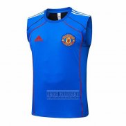 Camiseta De Futbol de Entrenamiento Manchester United Sin Mangas 2025-2026 Azul