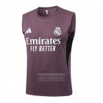 Camiseta De Futbol de Entrenamiento Real Madrid Sin Mangas 2025-2026 Gris Purpura