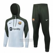 Chandal de Sudadera del Barcelona Nino 2023-2024 Gris Claro