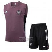 Chandal del Manchester United Sin Mangas 2025-2026 Rojo Purpura