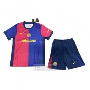 Camiseta De Futbol Barcelona Primera Nino 2024-2025 Rojo Azul