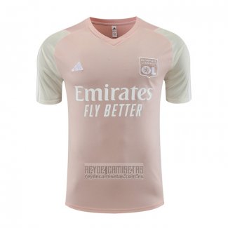Camiseta De Futbol de Entrenamiento Lyon 2023-2024 Rosa
