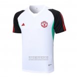 Camiseta De Futbol de Entrenamiento Manchester United 2023-2024 Blanco y Negro