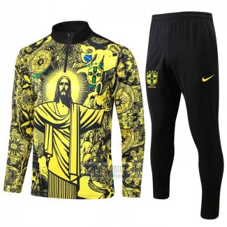 Chandal de Sudadera del Brasil Jesus Nino 2024-2025 Amarillo