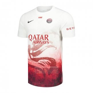 Camiseta De Futbol Pre Partido del Paris Saint-Germain 2025-2026 Blanco Rojo