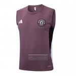 Camiseta De Futbol de Entrenamiento Manchester United Sin Mangas 2025-2026 Rojo Purpura