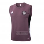 Camiseta De Futbol de Entrenamiento Manchester United Sin Mangas 2025-2026 Rojo Purpura