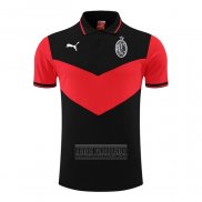 Camiseta De Futbol Polo del AC Milan 2022-2023 Negro y Rojo