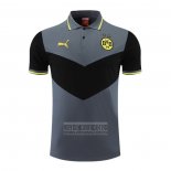 Camiseta De Futbol Polo del Borussia Dortmund 2022-2023 Gris y Negro