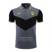 Camiseta De Futbol Polo del Borussia Dortmund 2022-2023 Gris y Negro