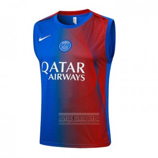 Camiseta De Futbol de Entrenamiento Paris Saint-Germain Sin Mangas 2025-2026 Azul Rojo