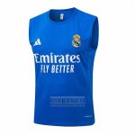 Camiseta De Futbol de Entrenamiento Real Madrid Sin Mangas 2025-2026 Azul Blanco