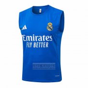 Camiseta De Futbol de Entrenamiento Real Madrid Sin Mangas 2025-2026 Azul Blanco