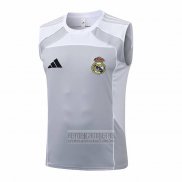 Camiseta De Futbol de Entrenamiento Real Madrid Sin Mangas 2025-2026 Gris Blanco