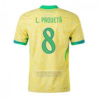 Camiseta De Futbol Brasil Jugador L.Paqueta Primera 2024