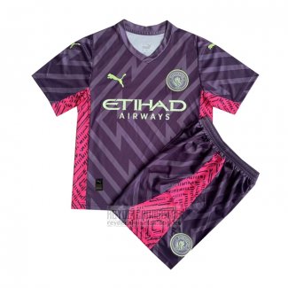 Camiseta De Futbol Manchester City Portero Nino 2023-2024 Purpura