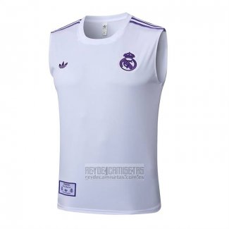 Camiseta De Futbol de Entrenamiento Real Madrid Sin Mangas 2025-2026 Blanco Purpura