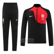 Chandal de Chaqueta del Corea del Sur 2022-2023 Negro y Rojo