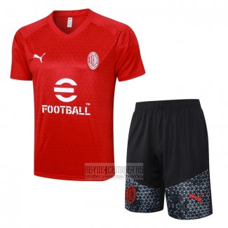 Chandal del AC Milan Manga Corta 2023-2024 Rojo - Pantalon Corto