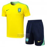 Chandal del Brasil Manga Corta 2024-2025 Amarillo - Pantalon Corto