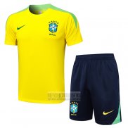 Chandal del Brasil Manga Corta 2024-2025 Amarillo - Pantalon Corto