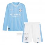 Camiseta De Futbol Manchester City Primera Manga Larga Nino 2023-2024