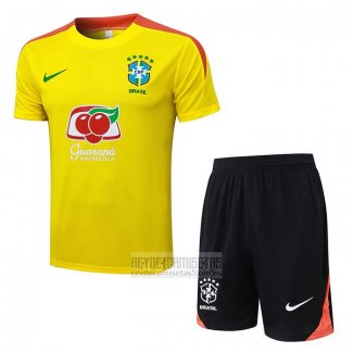 Chandal del Brasil Manga Corta 2025-2026 Amarillo - Pantalon Corto