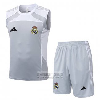 Chandal del Real Madrid Sin Mangas 2025-2026 Gris Blanco