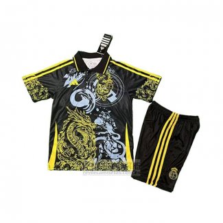 Camiseta De Futbol Real Madrid Dragon Nino 2025-2026 Negro Amarillo