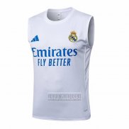 Camiseta De Futbol de Entrenamiento Real Madrid Sin Mangas 2025-2026 Blanco Azul