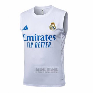 Camiseta De Futbol de Entrenamiento Real Madrid Sin Mangas 2025-2026 Blanco Azul