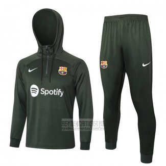 Chandal de Sudadera del Barcelona Nino 2023-2024 Verde Oscuro