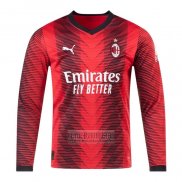 Camiseta De Futbol AC Milan Primera Manga Larga 2023-2024