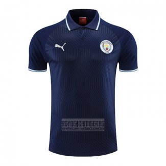 Camiseta De Futbol Polo del Manchester City 2022-2023 Azul Marino
