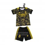 Camiseta De Futbol Real Madrid Dragon Nino 2024-2025 Negro Oro