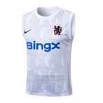 Camiseta De Futbol de Entrenamiento Chelsea Sin Mangas 2025-2026 Blanco Gris