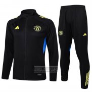 Chandal de Chaqueta del Manchester United Nino 2025-2026 Negro Amarillo