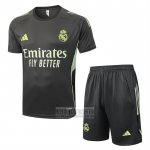 Chandal del Real Madrid Manga Corta 2025-2026 Gris Verde - Pantalon Corto